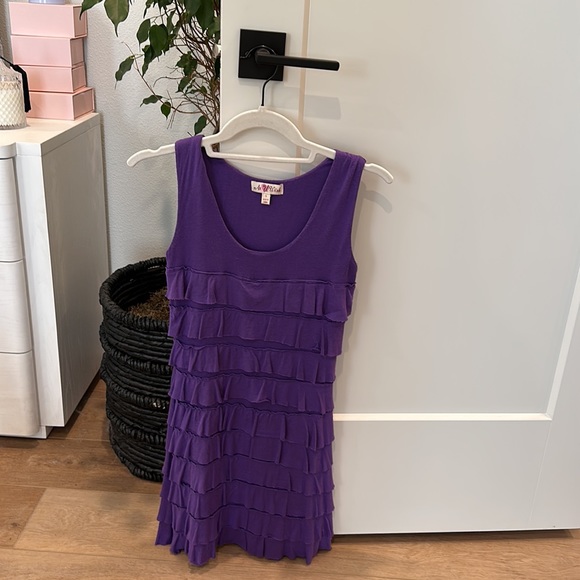 Purple Ruffle Tank Dress - Picture 3 of 5